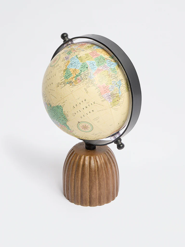 Westside Home Brown Wooden Globe Decorative Object - Image 2
