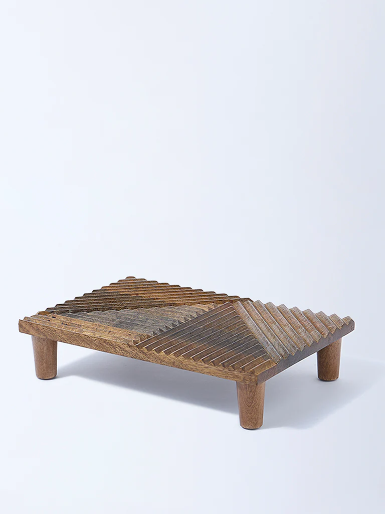 Westside Home Brown Wooden Grooved Riser - Image 2