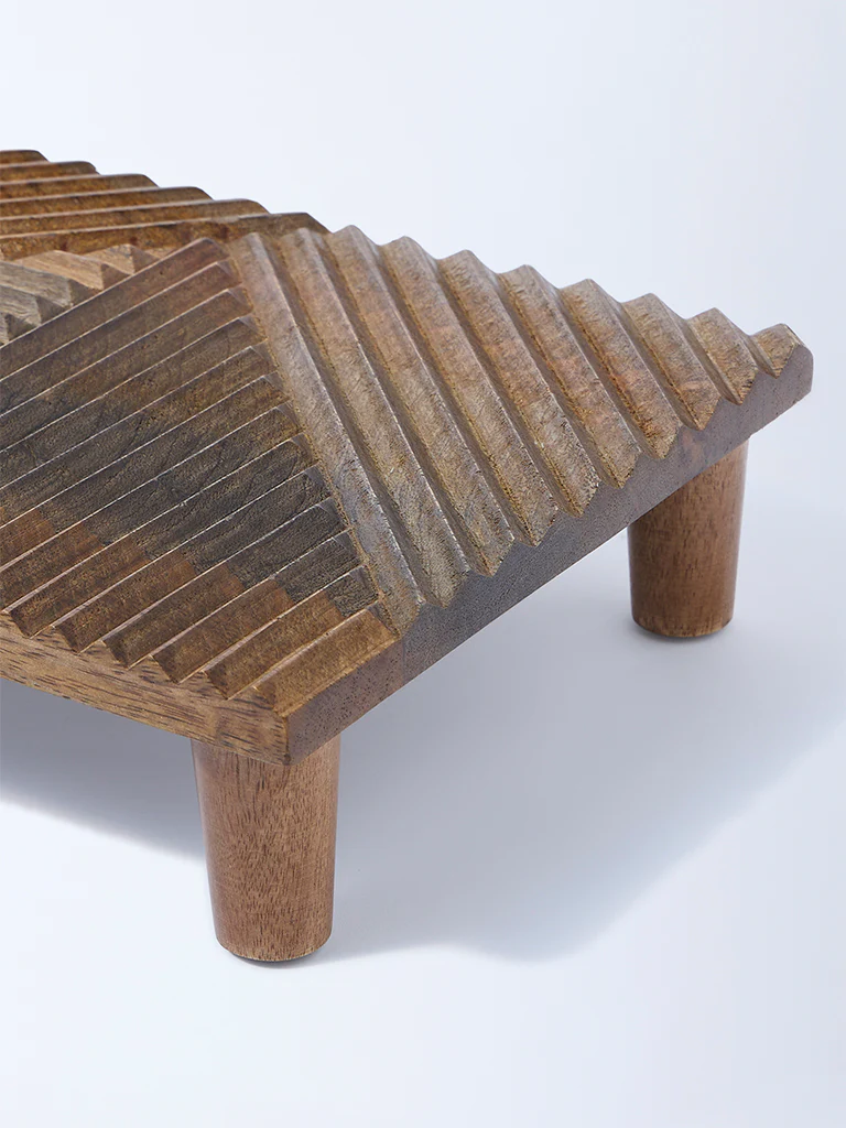 Westside Home Brown Wooden Grooved Riser - Image 3