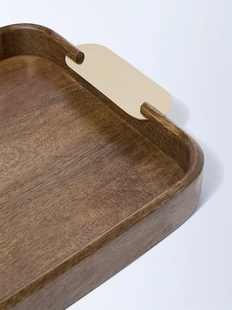 Westside Home Brown Wooden Serving Tray - Small - Image 3