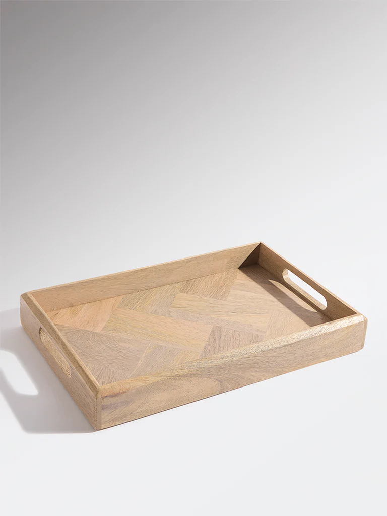 Westside Home Brown Zigzag Wooden Tray - Image 3