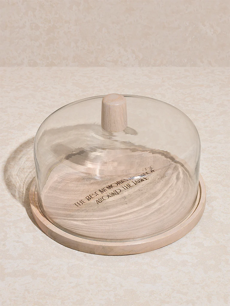 Westside Home Clear Glass Cloche with Wooden Base - Image 2