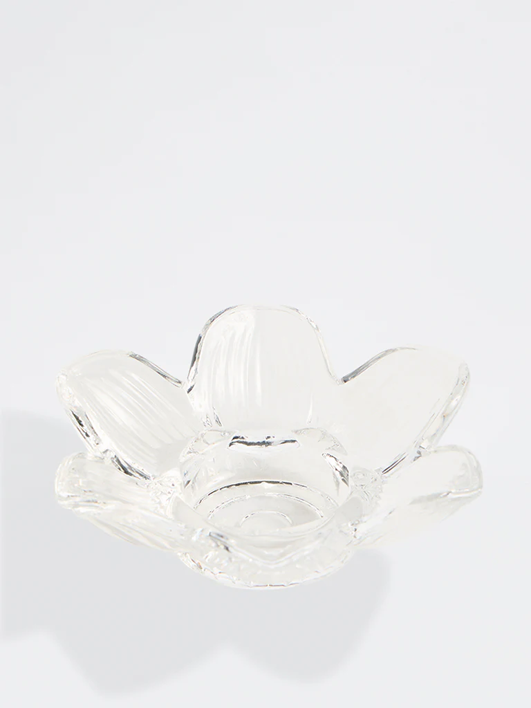 Westside Home Clear Glass Flower Tealight Candle Holder - Image 3