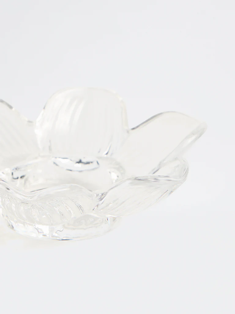 Westside Home Clear Glass Flower Tealight Candle Holder - Image 4