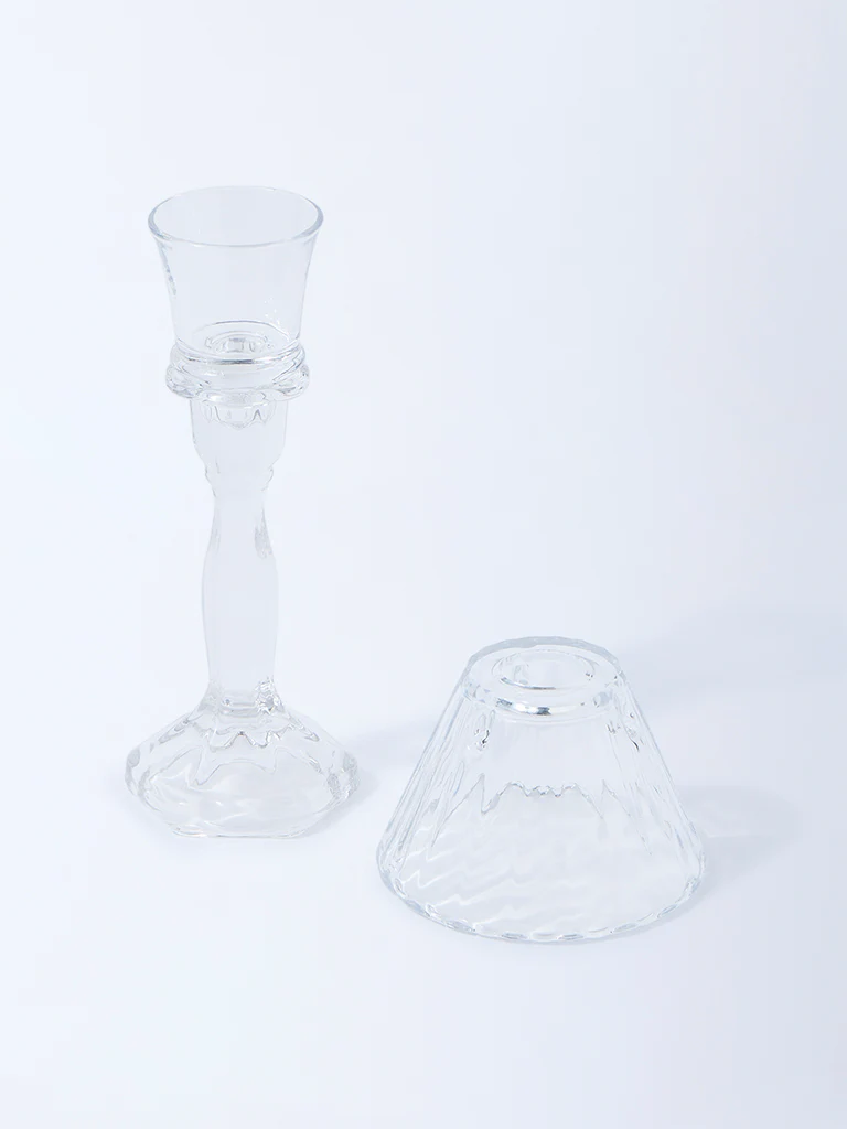 Westside Home Clear Glass Parasol Tapered Candle Holder - Image 2