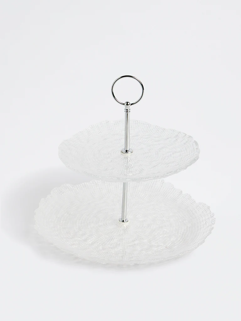 Westside Home Clear Textured Glass Cake Stand - Image 2