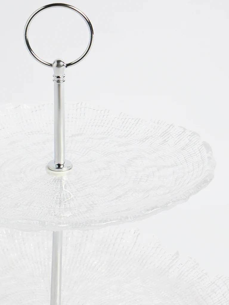 Westside Home Clear Textured Glass Cake Stand - Image 3