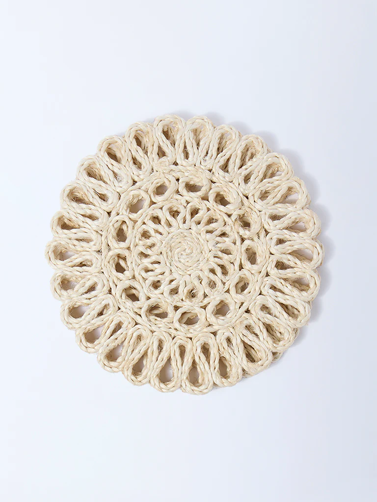 Westside Home Cream Woven-Textured Trivets (Set of 2)