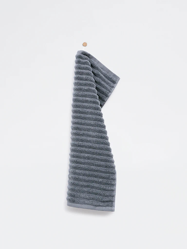 Westside Home Dark Blue Self-Striped Hand Towel