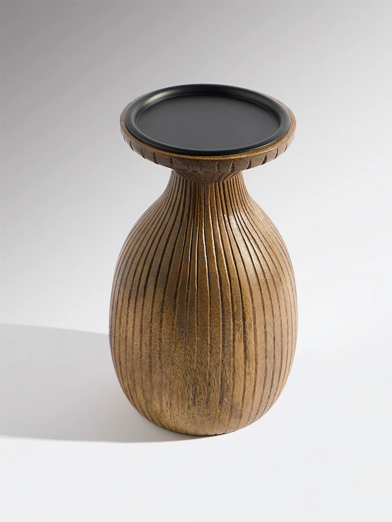 Westside Home Dark Brown Gothic Wooden Candle Holder - Large
