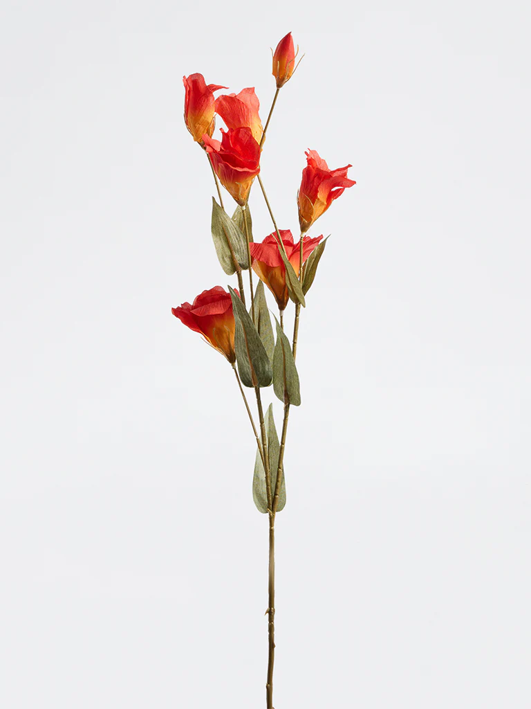 Westside Home Dark Orange Artificial Lisianthus Flower Stem - Image 2
