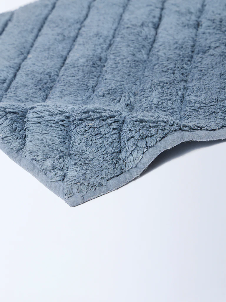 Westside Home Dusty Blue Diagonal Striped Bath Mat - Image 2