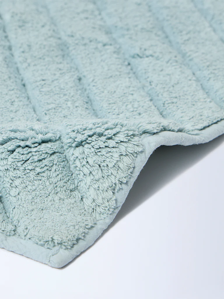 Westside Home Dusty Blue Diagonal Striped Bath Mat - Image 2