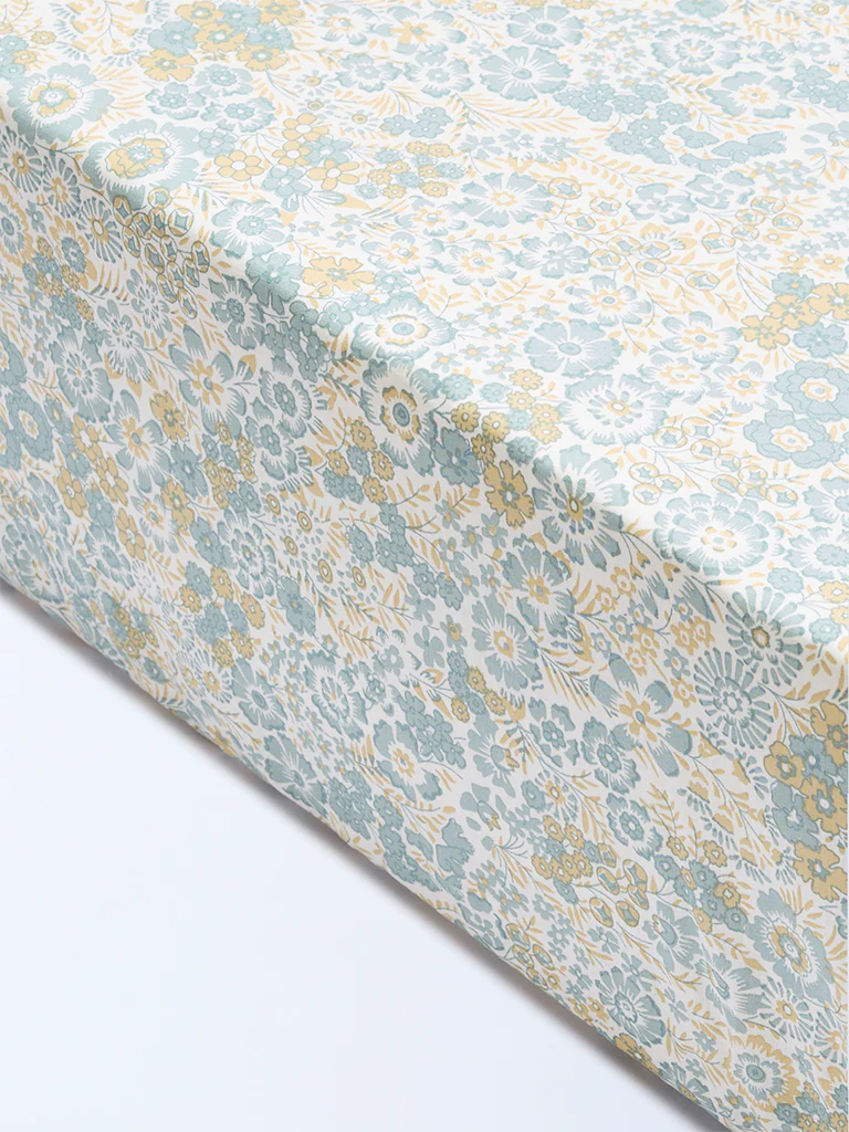 Westside Home Dusty Blue Floral Printed King Bed Sheet Set - Image 2
