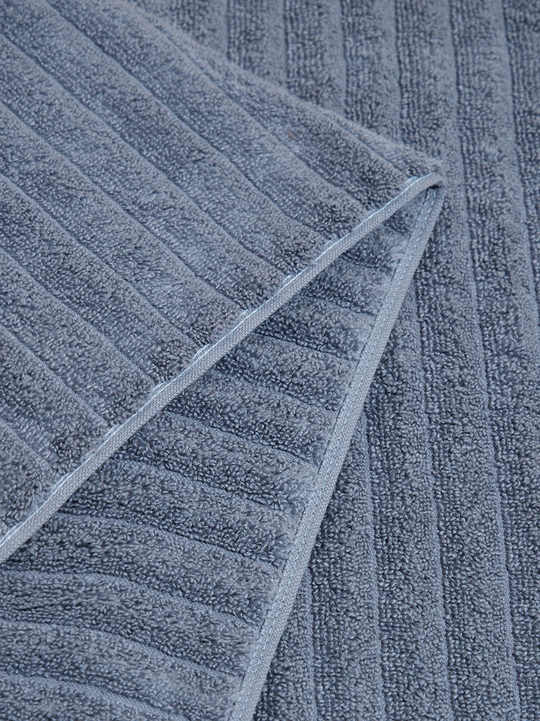 Westside Home Dusty Blue Self-Striped Bath Towel - Image 3