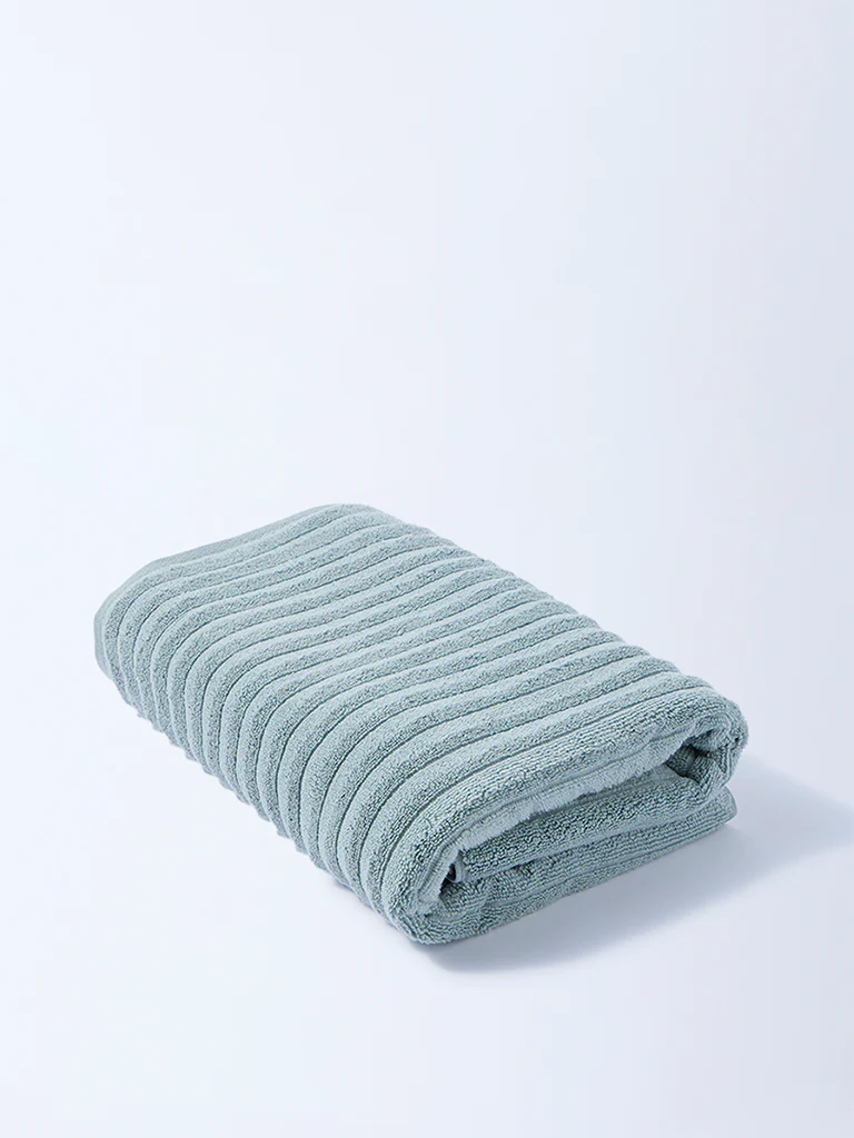 Westside Home Dusty Blue Self-Striped Bath Towel - Image 2