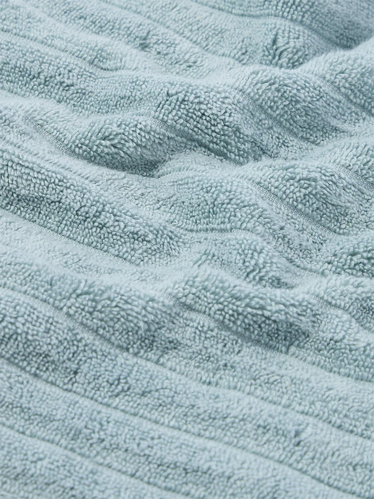 Westside Home Dusty Blue Self-Striped Face Towel (Set of 2) - Image 3