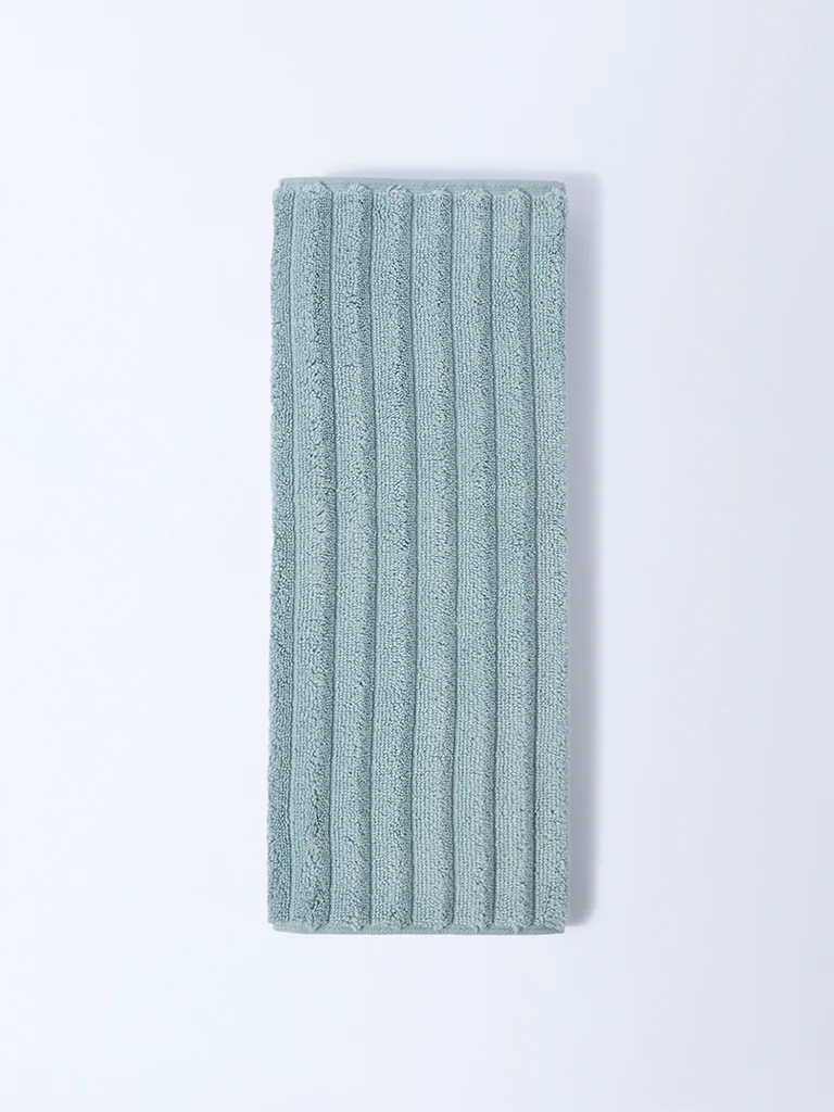 Westside Home Dusty Blue Self-Striped Hand Towel