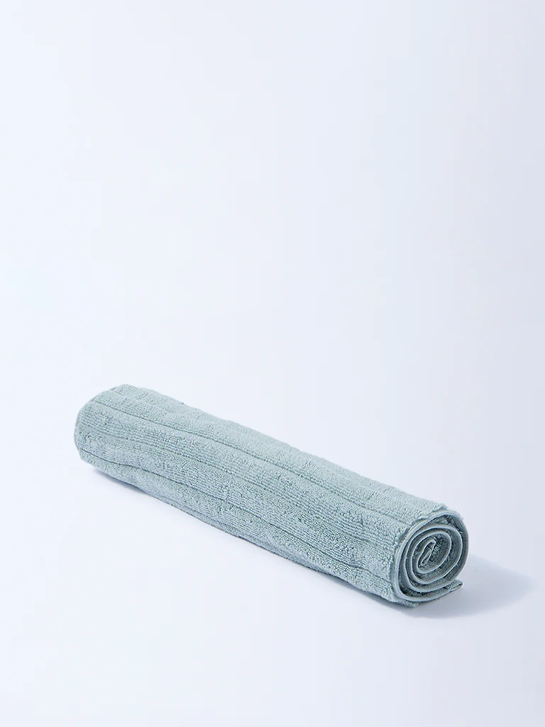 Westside Home Dusty Blue Self-Striped Hand Towel - Image 2