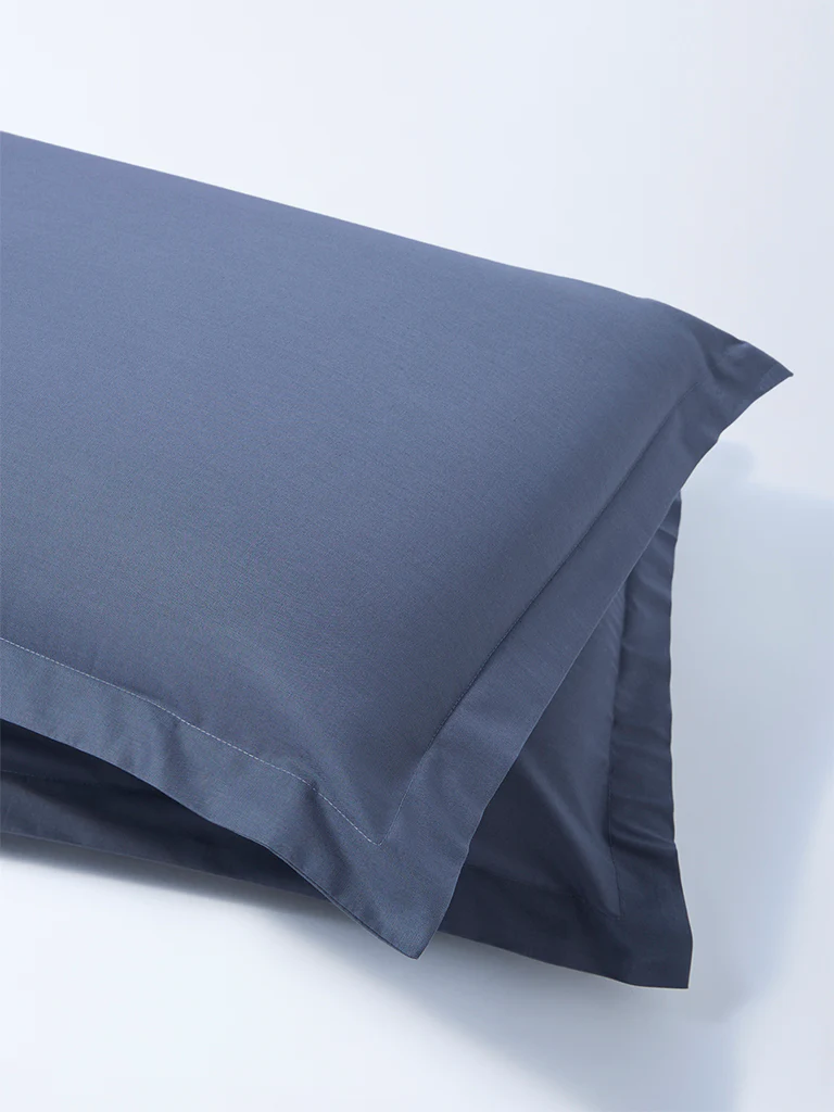 Westside Home Dusty Blue Solid Pillowcase (Set of 2) - Image 2