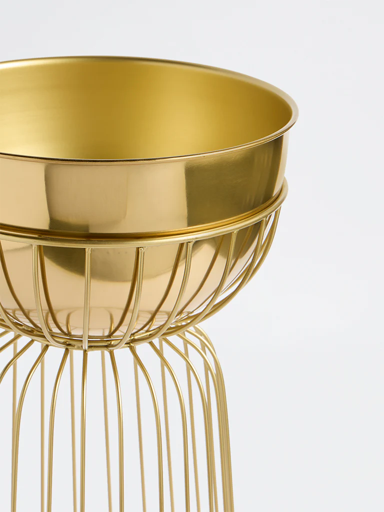 Westside Home Gold Cage Metal Planter with Stand - Image 3