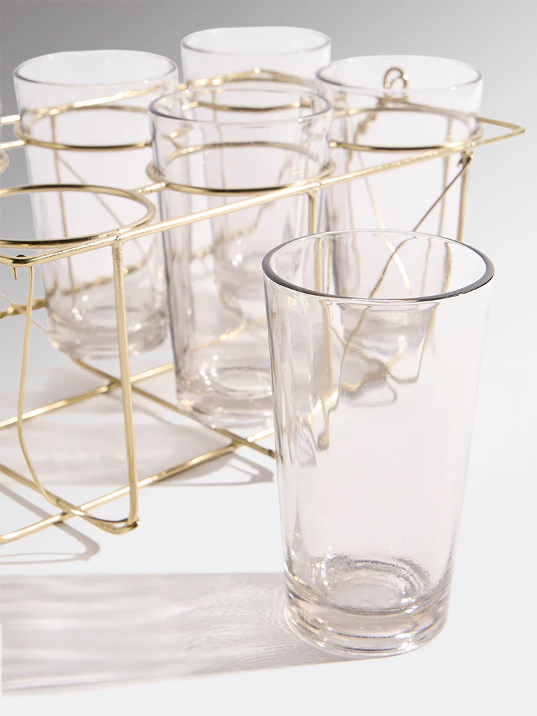 Westside Home Gold Chai Caddy with Glass (Set of 6) - Image 3