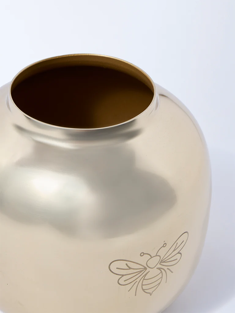 Westside Home Gold Etched Metal Vase - Image 3