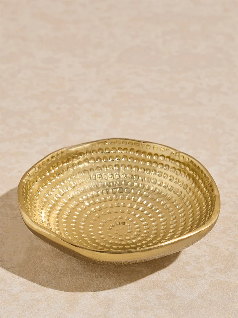 Westside Home Gold Hammered Textured Decorative Platter - Image 2