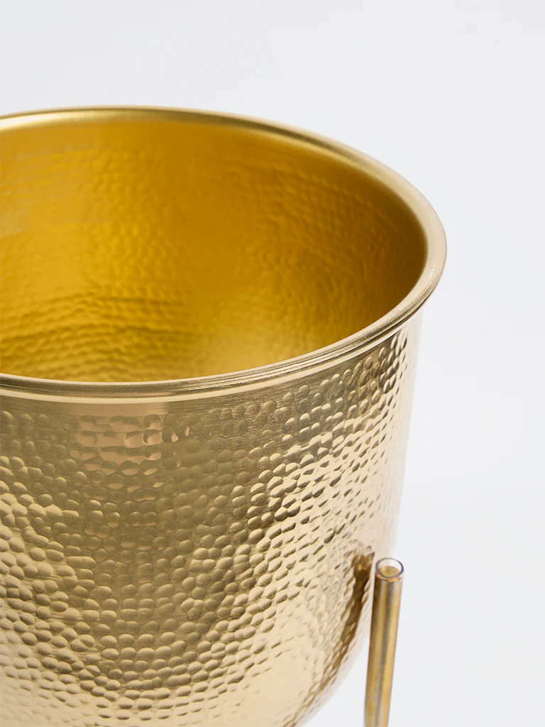 Westside Home Gold Hammered Textured Planter with Stand - Small - Image 3