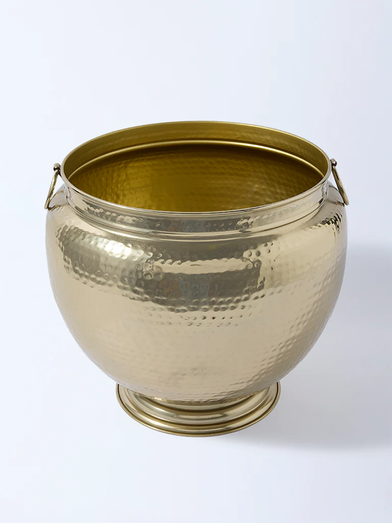 Westside Home Gold Hammered Textured Urli Planter - Image 2