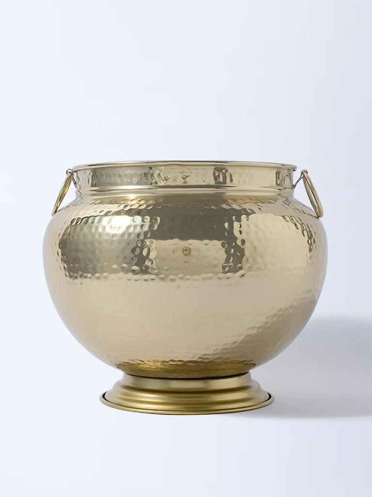 Westside Home Gold Hammered Textured Urli Planter