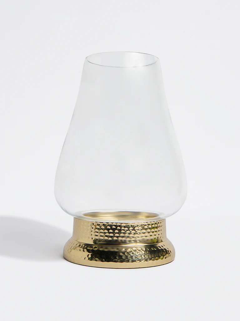 Westside Home Gold Hurricane Candle Holder with Bulb Glass