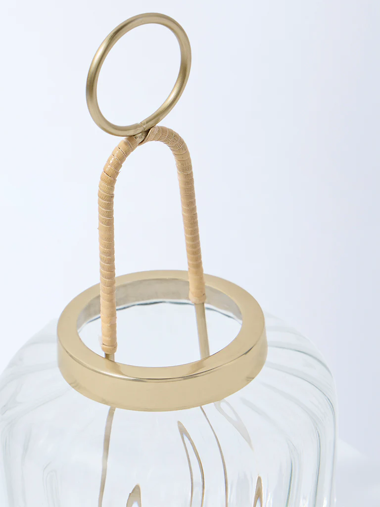 Westside Home Gold Hurricane Glass Candle Holder - Image 3