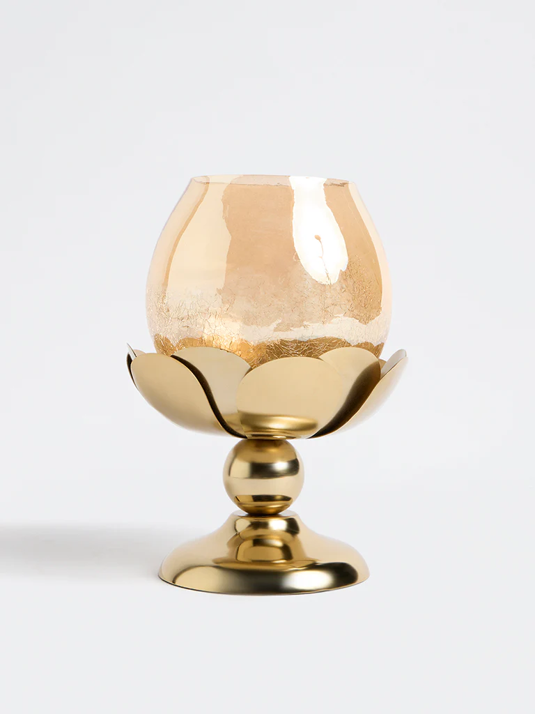 Westside Home Gold Jumbo Lotus Candle Holder on Stand