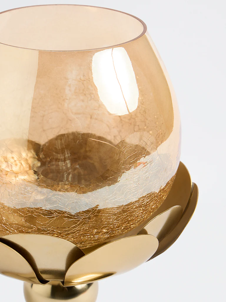 Westside Home Gold Jumbo Lotus Candle Holder on Stand - Image 3