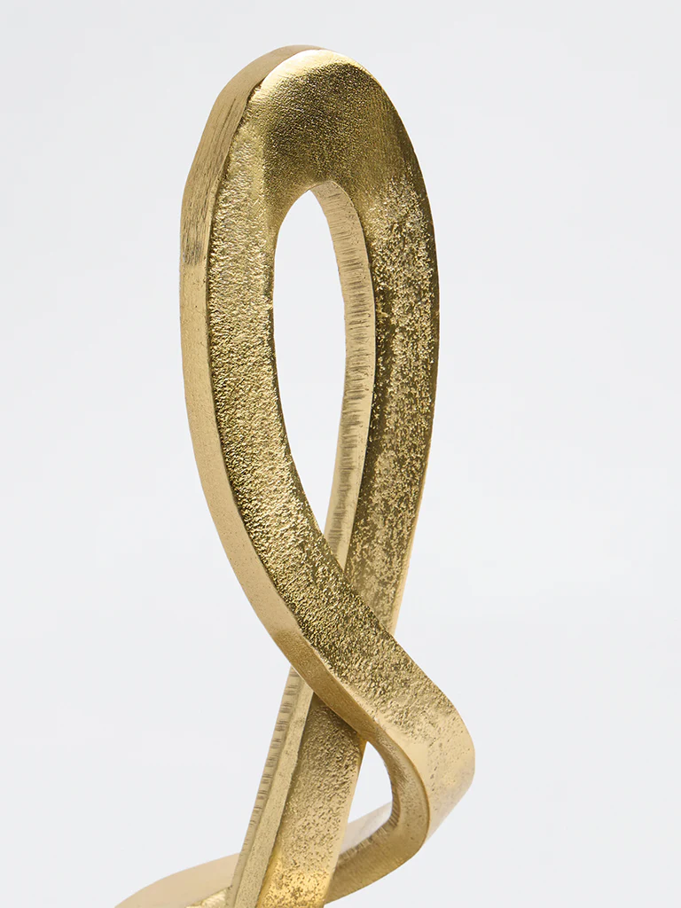 Westside Home Gold Knotted Sculpture on Marble Stand - Image 3
