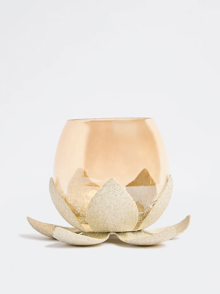 Westside Home White Lotus Design Tealight Candle Holder
