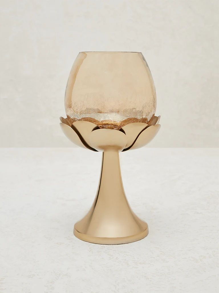 Westside Home Gold Lotus Design Votive Candle Holder - Image 2