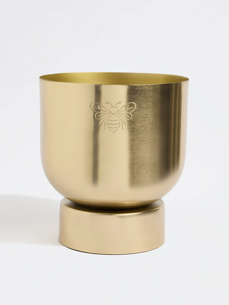 Westside Home Gold Metal Bee Etched Pot