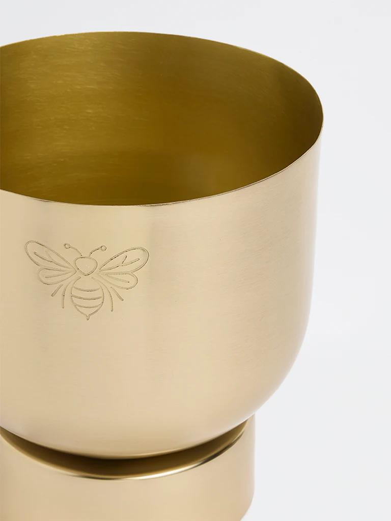 Westside Home Gold Metal Bee Etched Pot - Image 3