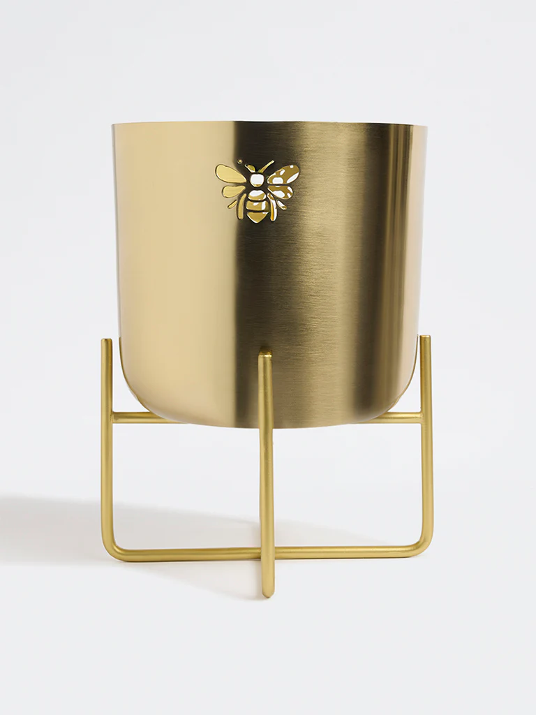 Westside Home Gold Metal Bee Planter with Short Stand