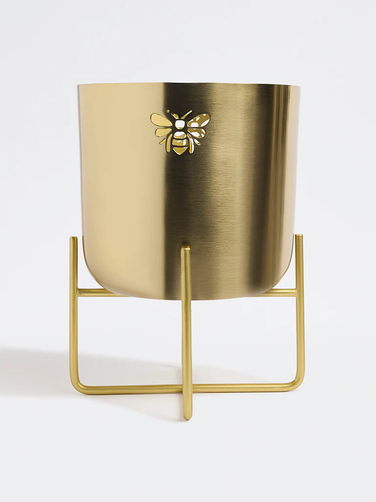 Westside Home Gold Metal Bee Planter with Stand
