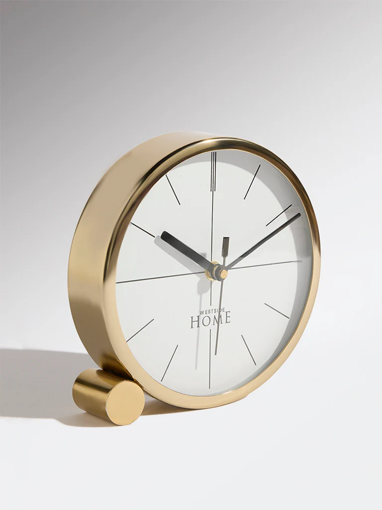 Westside Home Gold Metal Round Table Clock - Image 2