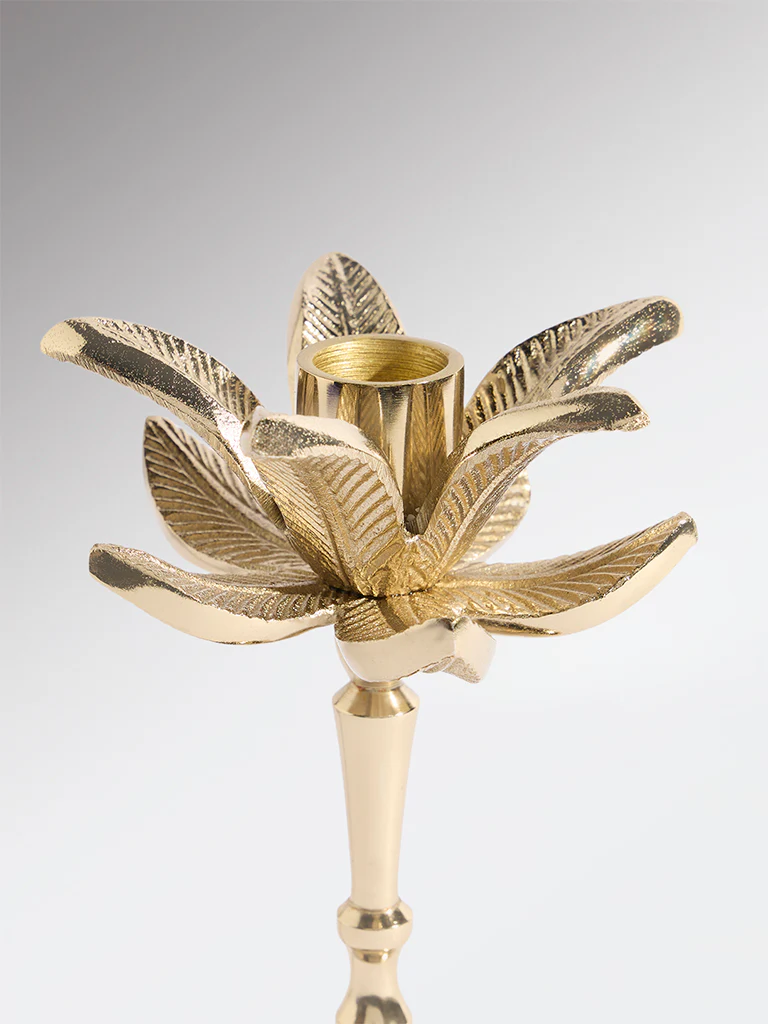 Westside Home Gold Palm Tapered Candle Holder - Image 4