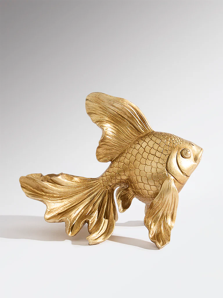 Westside Home Gold Resin Fish Decorative Object