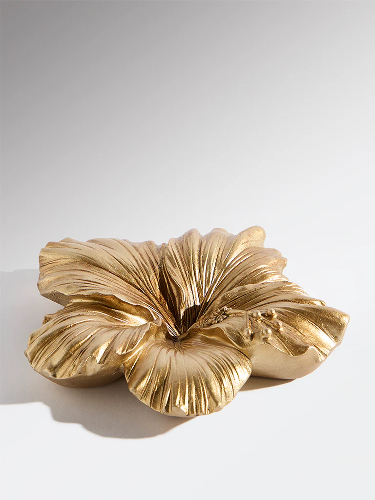 Westside Home Gold Resin Flower Decorative Object - Image 2