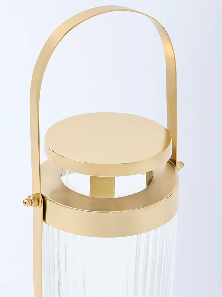 Westside Home Gold Ribbed-Textured Tall Lantern - Image 3