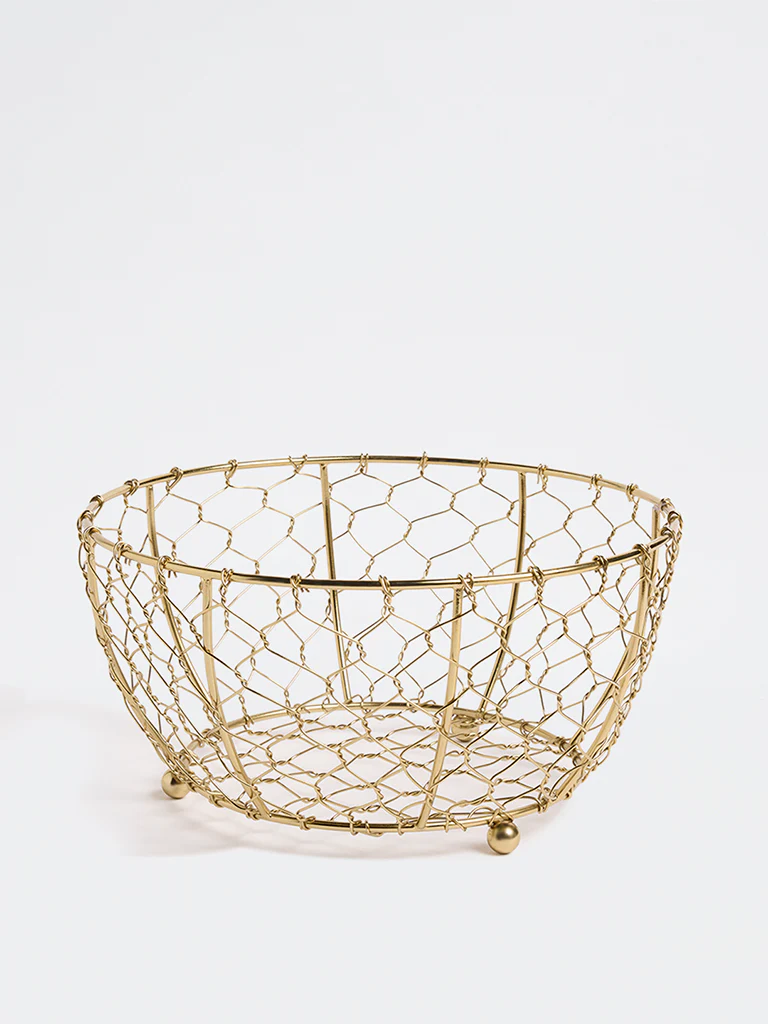 Westside Home Gold Round Wired Fruit Basket