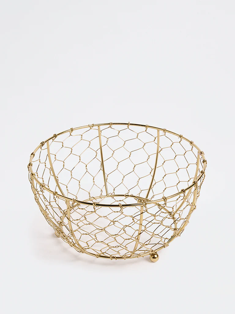 Westside Home Gold Round Wired Fruit Basket - Image 2