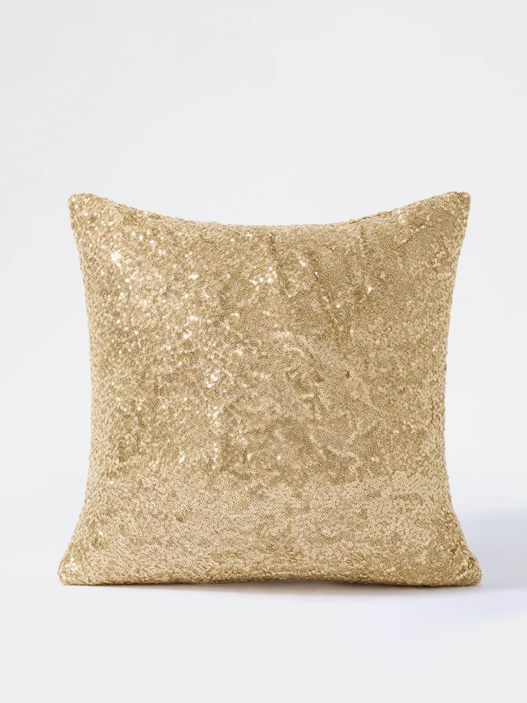 Westside Home Gold Sequin Embellished Cushion Cover